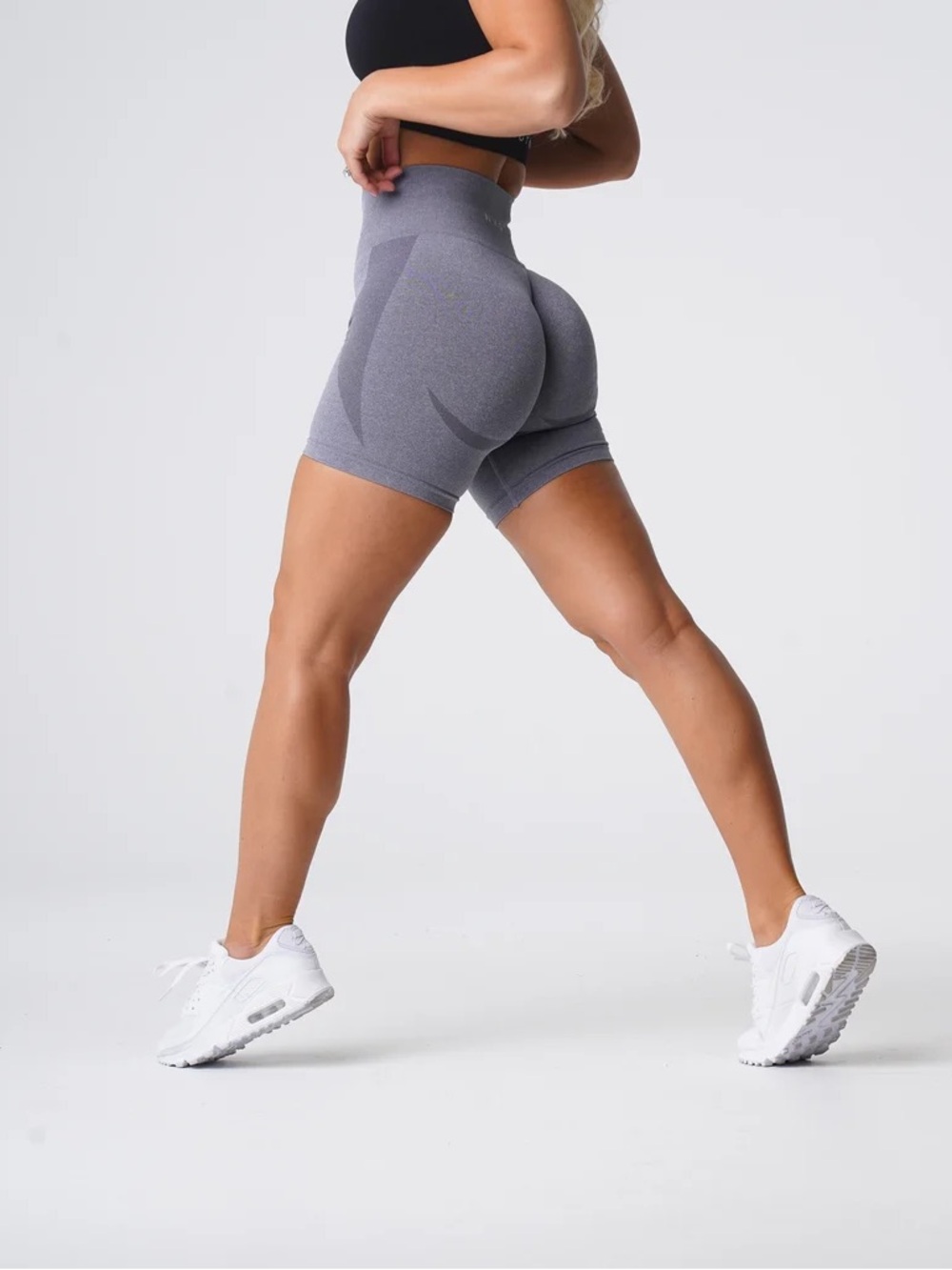 NVGTN High-Waist Contour Seamless Shorts — Gray